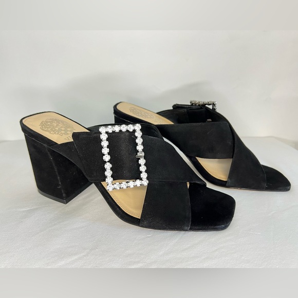 Vince Camuto ~ Black Suede ~ Strappy Sandal ~ Chunky Heel ~ Store Sample ~ NEW - Picture 2 of 6